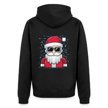 Weihnachtsmann Santa Claus Christmas Weihnachten - Unisex Premium Bio Zip Hoodie - Schwarz - Hinten - Nico (187cm)
