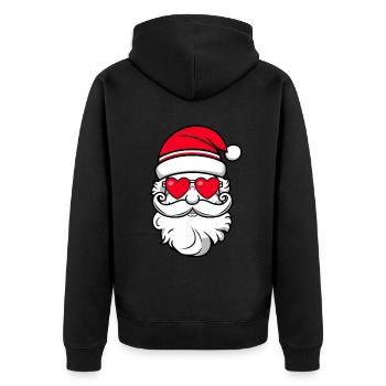 Weihnachtsmann Santa Claus Christmas Weihnachten - Unisex Premium Bio Zip Hoodie - Schwarz - Hinten - Nico (187cm)