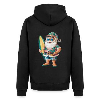 Weihnachtsmann Santa Claus Christmas Weihnachten - Unisex Premium Bio Zip Hoodie - Schwarz - Hinten - Nico (187cm)