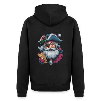Weihnachtsmann Santa Claus Christmas Weihnachten - Unisex Premium Bio Zip Hoodie - Schwarz - Hinten - Nico (187cm)