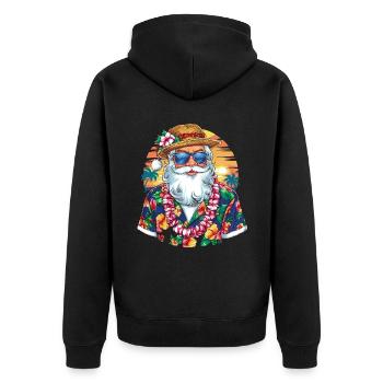 Weihnachtsmann Santa Claus Christmas Weihnachten - Unisex Premium Bio Zip Hoodie - Schwarz - Hinten - Nico (187cm)