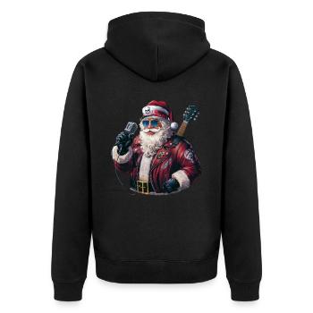 Weihnachtsmann Santa Claus Christmas Weihnachten - Unisex Premium Bio Zip Hoodie - Schwarz - Hinten - Nico (187cm)