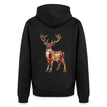 Rentier Reh Xmas Reindeer Christmas Weihnachten - Unisex Premium Bio Zip Hoodie - Schwarz - Hinten - Nico (187cm)