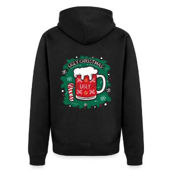Bier Weihnachten Weihnachtsmann Xmas Christmas - Unisex Premium Bio Zip Hoodie - Schwarz - Hinten - Nico (187cm)