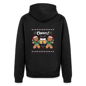 Bier Weihnachten Weihnachtsmann Xmas Christmas - Unisex Premium Bio Zip Hoodie - Schwarz - Hinten - Nico (187cm)
