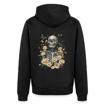 Fleurs squelettes - Veste à capuche bio Premium Unisexe - noir - Dos - Nico (187cm)