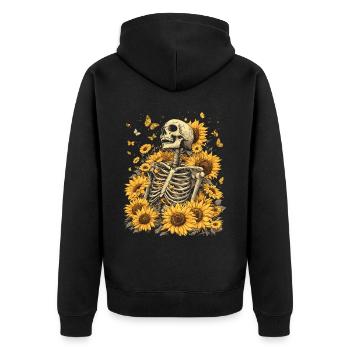 Fleurs squelettes - Veste à capuche bio Premium Unisexe - noir - Dos - Nico (187cm)