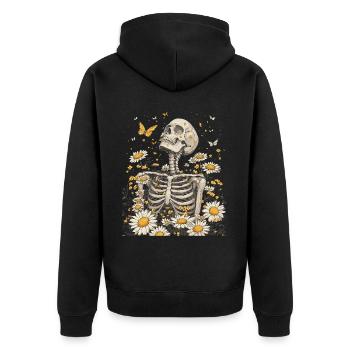 Fleurs squelettes - Veste à capuche bio Premium Unisexe - noir - Dos - Nico (187cm)