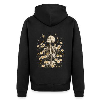 Fleurs squelettes - Veste à capuche bio Premium Unisexe - noir - Dos - Nico (187cm)