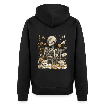 Fleurs squelettes - Veste à capuche bio Premium Unisexe - noir - Dos - Nico (187cm)