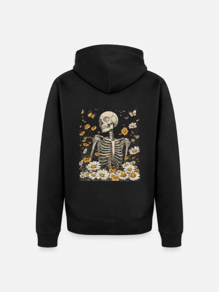Skeleton Flowers - Unisex Premium Organic Zip Hoodie - black