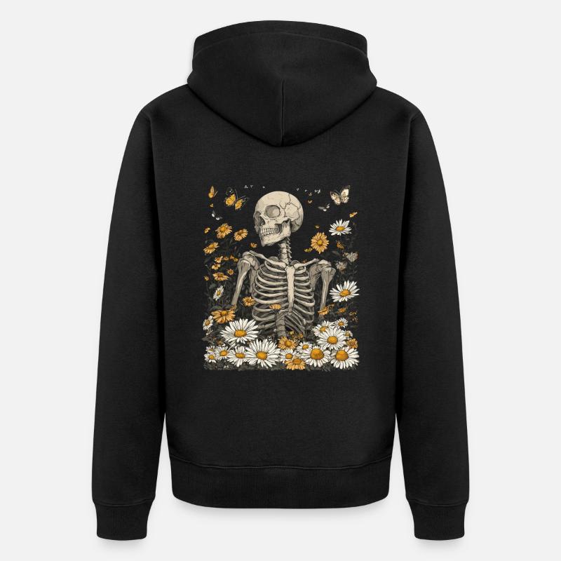 Fleurs squelettes - Veste à capuche bio Premium Unisexe - noir