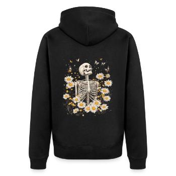 Fleurs squelettes - Veste à capuche bio Premium Unisexe - noir - Dos - Nico (187cm)
