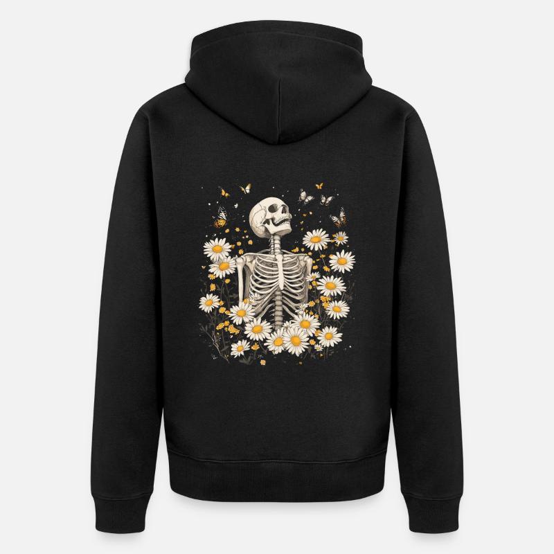 Fleurs squelettes - Veste à capuche bio Premium Unisexe - noir