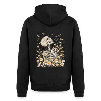 Fleurs squelettes - Veste à capuche bio Premium Unisexe - noir - Dos - Nico (187cm)