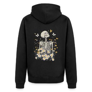 Fleurs squelettes - Veste à capuche bio Premium Unisexe - noir - Dos - Nico (187cm)