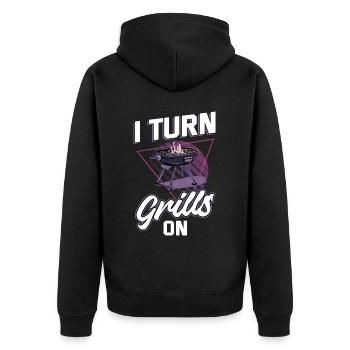 I turn on grills - Unisex Premium Organic Zip Hoodie - black - Back - Nico (187cm)