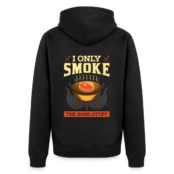I Only Smoke The Good Stuff Grillmeister BBQ - Unisex Premium Organic Zip Hoodie - black - Back - Nico (187cm)