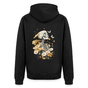 Fleurs squelettes - Veste à capuche bio Premium Unisexe - noir - Dos - Nico (187cm)