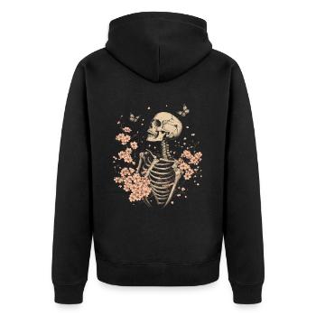 Fleurs squelettes - Veste à capuche bio Premium Unisexe - noir - Dos - Nico (187cm)