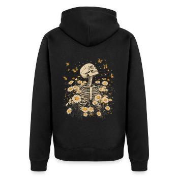 Fleurs squelettes - Veste à capuche bio Premium Unisexe - noir - Dos - Nico (187cm)