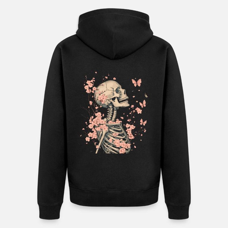Fleurs squelettes - Veste à capuche bio Premium Unisexe - noir