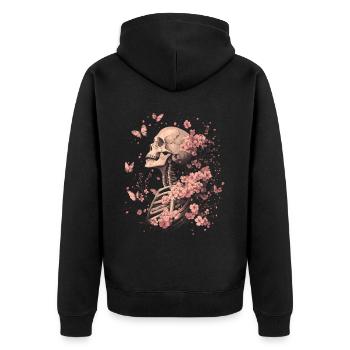 Fleurs squelettes - Veste à capuche bio Premium Unisexe - noir - Dos - Nico (187cm)