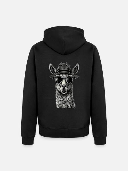 Lama - Unisex Premium Organic Zip Hoodie - black