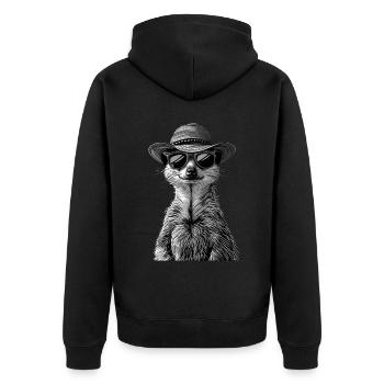 Meerkat - Unisex Premium Organic Zip Hoodie - black - Back - Nico (187cm)