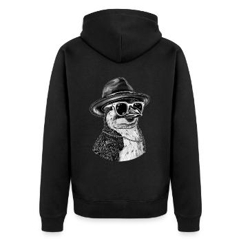 Penguin - Unisex Premium Organic Zip Hoodie - black - Back - Nico (187cm)