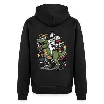Kaninchen - Unisex Premium Bio Zip Hoodie - Schwarz - Hinten - Nico (187cm)