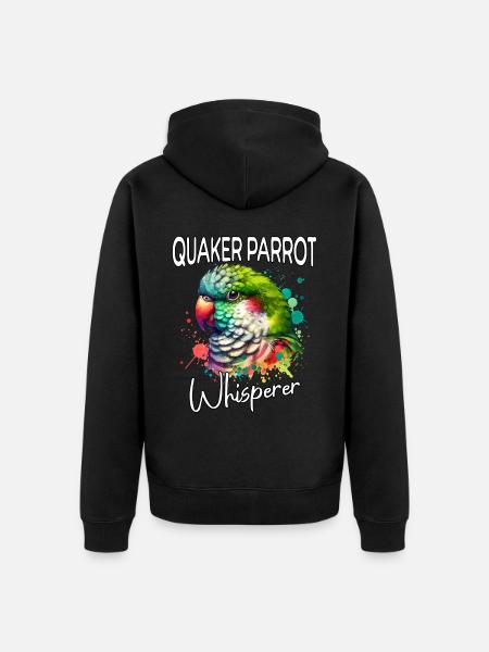 Monk Parakeet Whisperer - Unisex Premium Organic Zip Hoodie - black