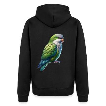 Monk parakeet - Unisex Premium Organic Zip Hoodie - black - Back - Nico (187cm)