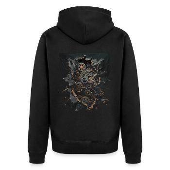 Steam Punk Art Funky Steampunk - Unisex Premium Organic Zip Hoodie - black - Back - Nico (187cm)