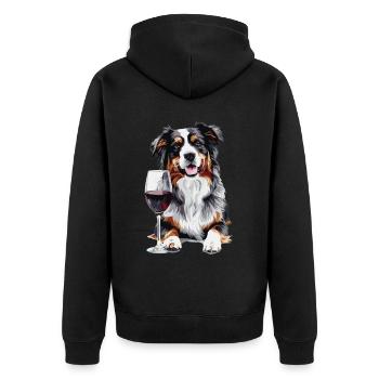 Australischer Schäferhund - Unisex Premium Bio Zip Hoodie - Schwarz - Hinten - Nico (187cm)