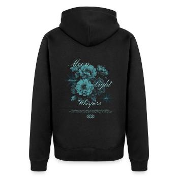 Moonlight Whispers Floral Art Design - Unisex Premium Bio Zip Hoodie - Schwarz - Hinten - Nico (187cm)