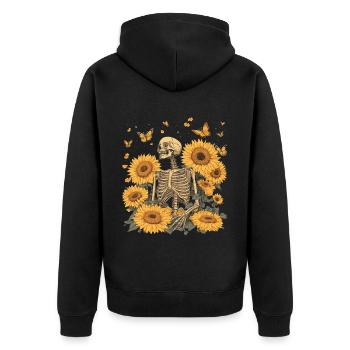 Fleurs squelettes - Veste à capuche bio Premium Unisexe - noir - Dos - Nico (187cm)