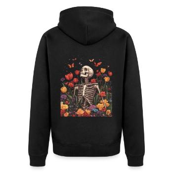 Fleurs squelettes - Veste à capuche bio Premium Unisexe - noir - Dos - Nico (187cm)