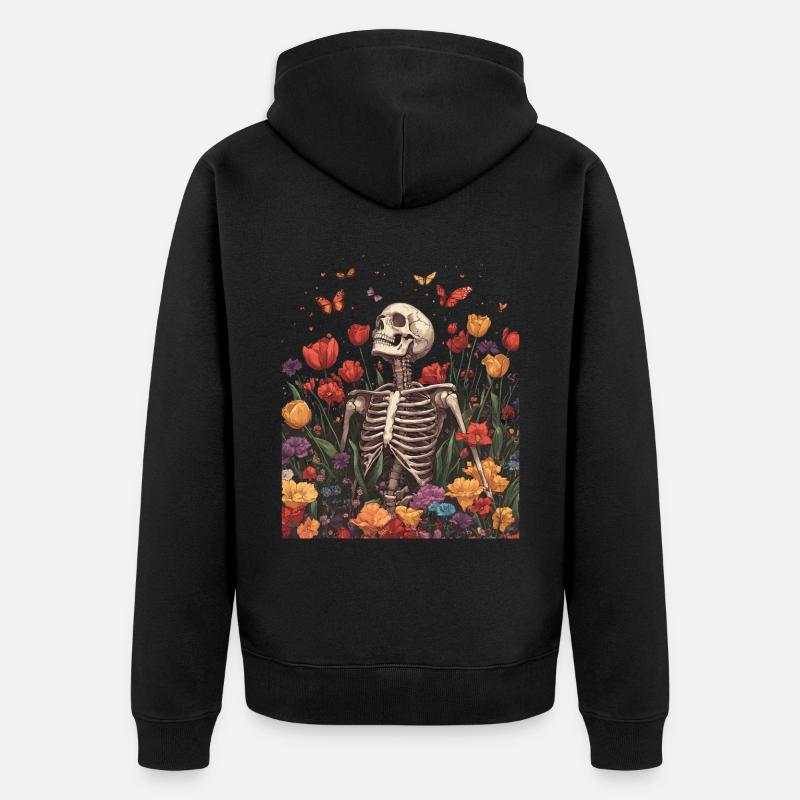 Fleurs squelettes - Veste à capuche bio Premium Unisexe - noir