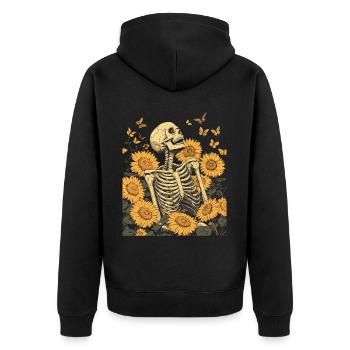 Fleurs squelettes - Veste à capuche bio Premium Unisexe - noir - Dos - Nico (187cm)