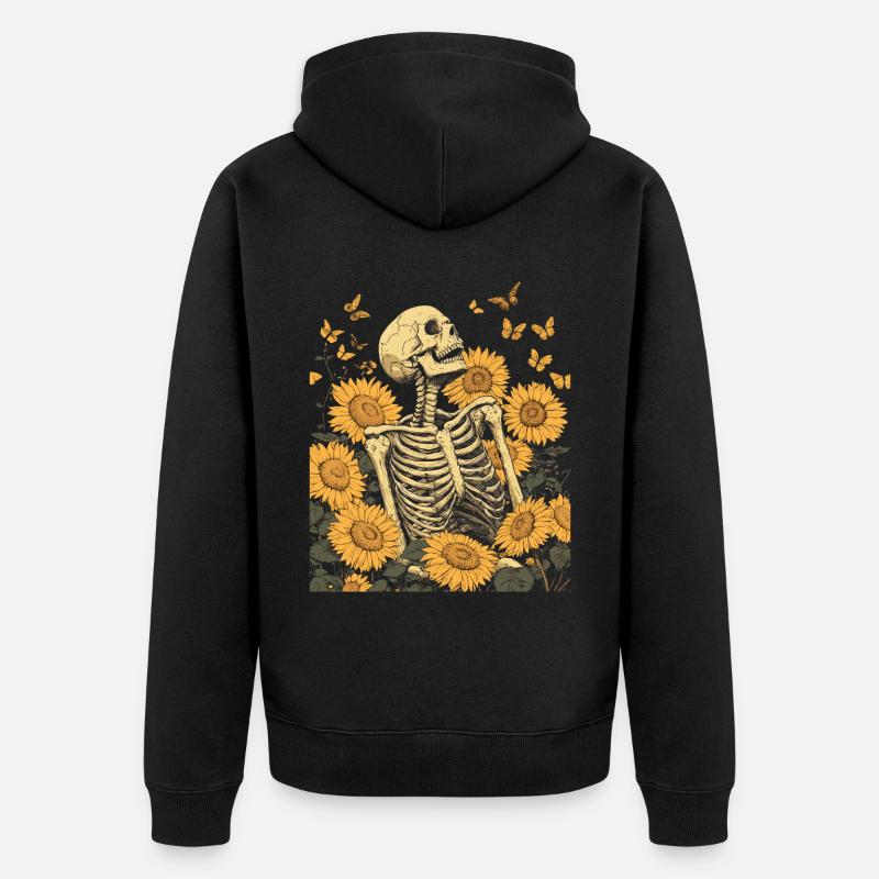 Fleurs squelettes - Veste à capuche bio Premium Unisexe - noir