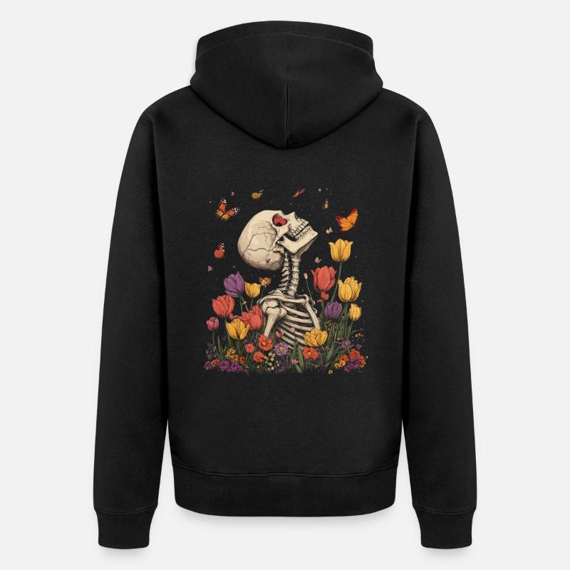 Fleurs squelettes - Veste à capuche bio Premium Unisexe - noir