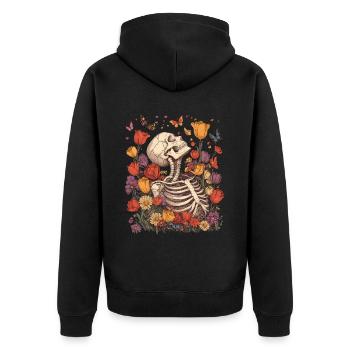 Fleurs squelettes - Veste à capuche bio Premium Unisexe - noir - Dos - Nico (187cm)