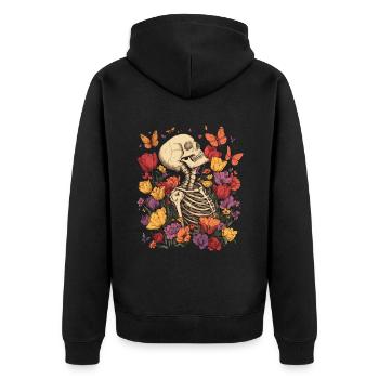 Fleurs squelettes - Veste à capuche bio Premium Unisexe - noir - Dos - Nico (187cm)