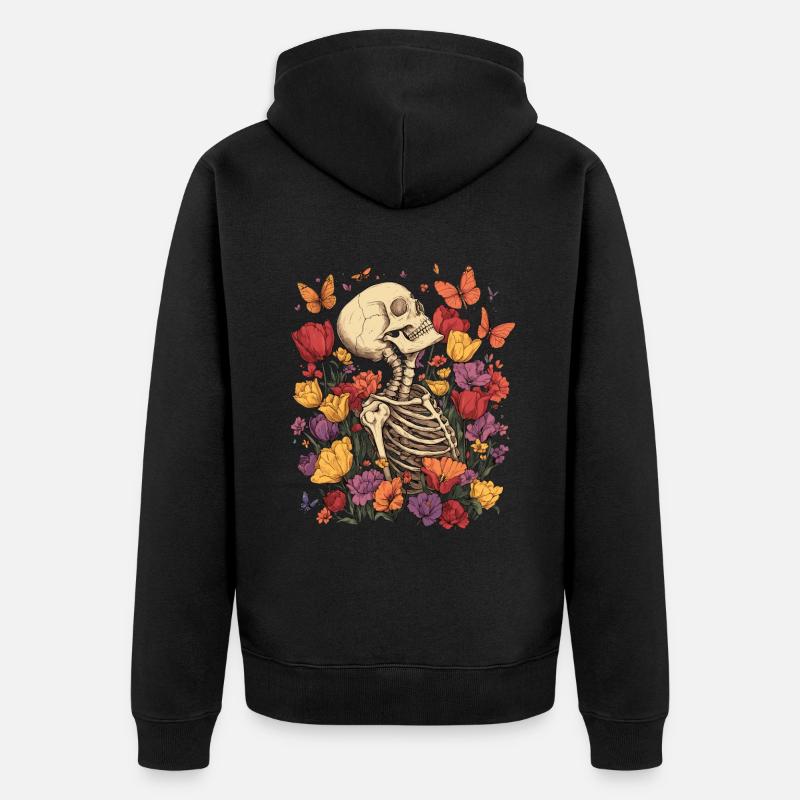Fleurs squelettes - Veste à capuche bio Premium Unisexe - noir