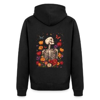 Fleurs squelettes - Veste à capuche bio Premium Unisexe - noir - Dos - Nico (187cm)