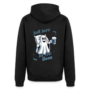 Funny Halloween Alcohol Lover Ghost Party - Unisex Premium Organic Zip Hoodie - black - Back - Nico (187cm)