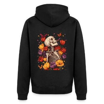 Fleurs squelettes - Veste à capuche bio Premium Unisexe - noir - Dos - Nico (187cm)