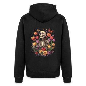 Fleurs squelettes - Veste à capuche bio Premium Unisexe - noir - Dos - Nico (187cm)
