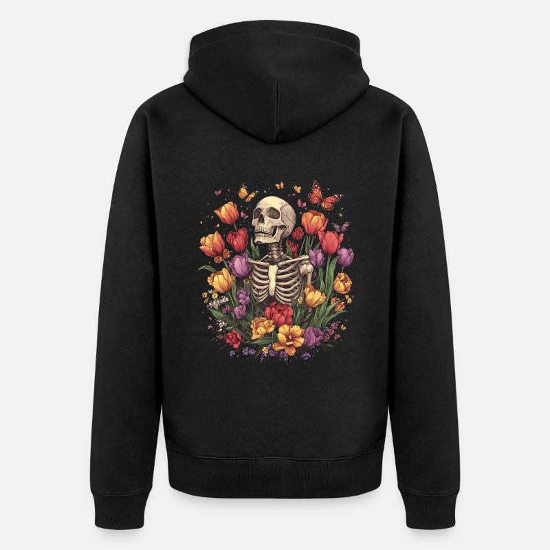 Fleurs squelettes - Veste à capuche bio Premium Unisexe - noir